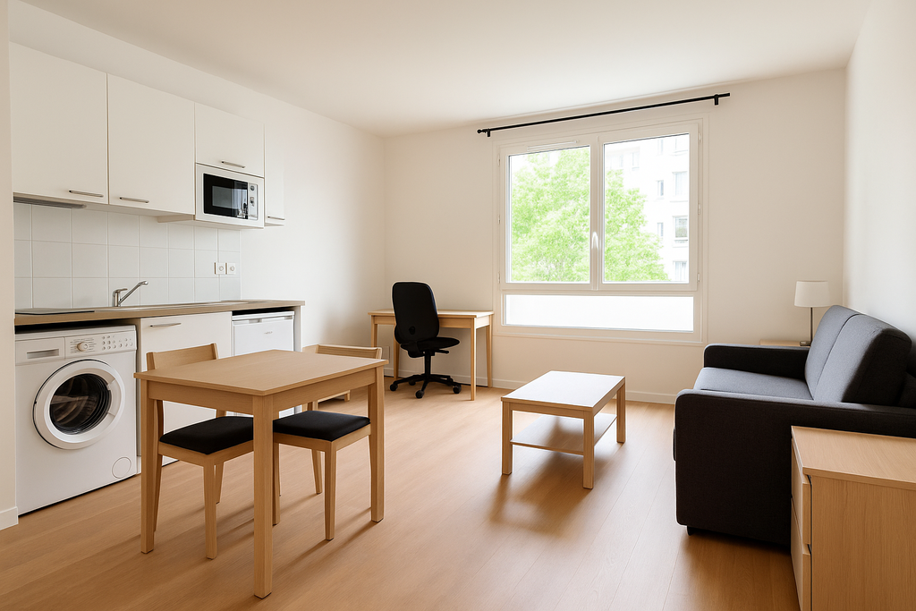 Beau studio meublé 31 m² – Rue Salomet – Résidence avec salle de sport et coworking